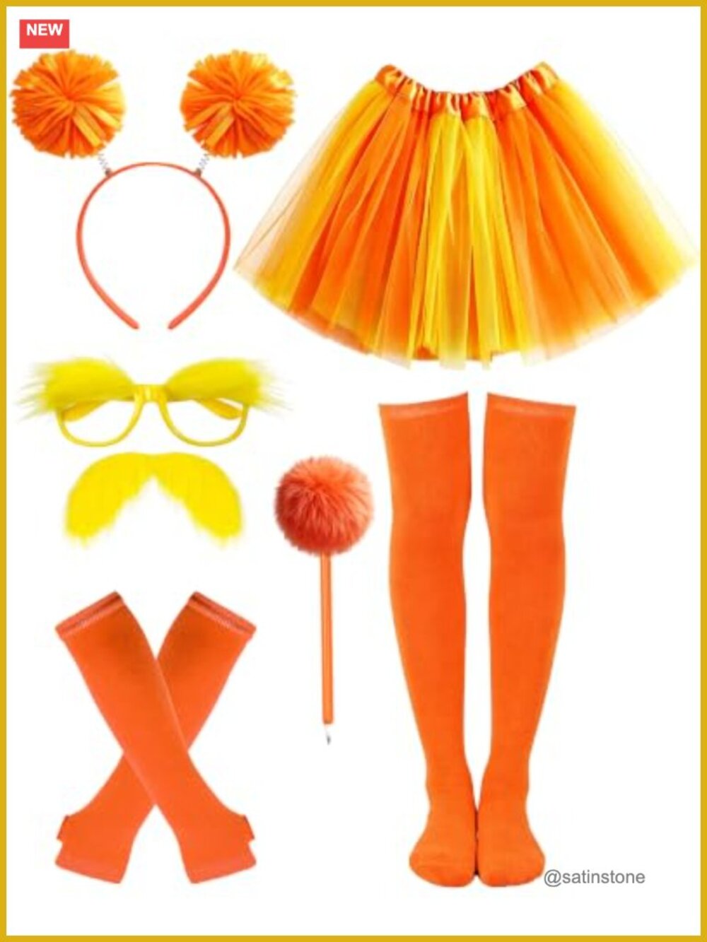 Orange Tutu Costume Set Women Cosplay Headband Tights Gloves